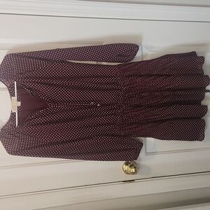 Michael Kors Burgundy Polka Dot Dress.  Size XS